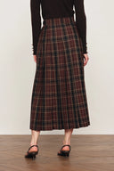 Yehudit Geruite Geplooide Wol Maxi Rok in Wolmix