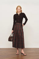 Yehudit Geruite Geplooide Wol Maxi Rok in Wolmix