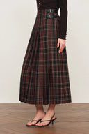 Yehudit Geruite Geplooide Wol Maxi Rok in Wolmix