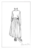 Yehudit Geruite Geplooide Wol Maxi Rok in Wolmix