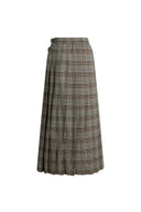 Yehudit Plaid Pleated Midi Skirt in Wool Blend