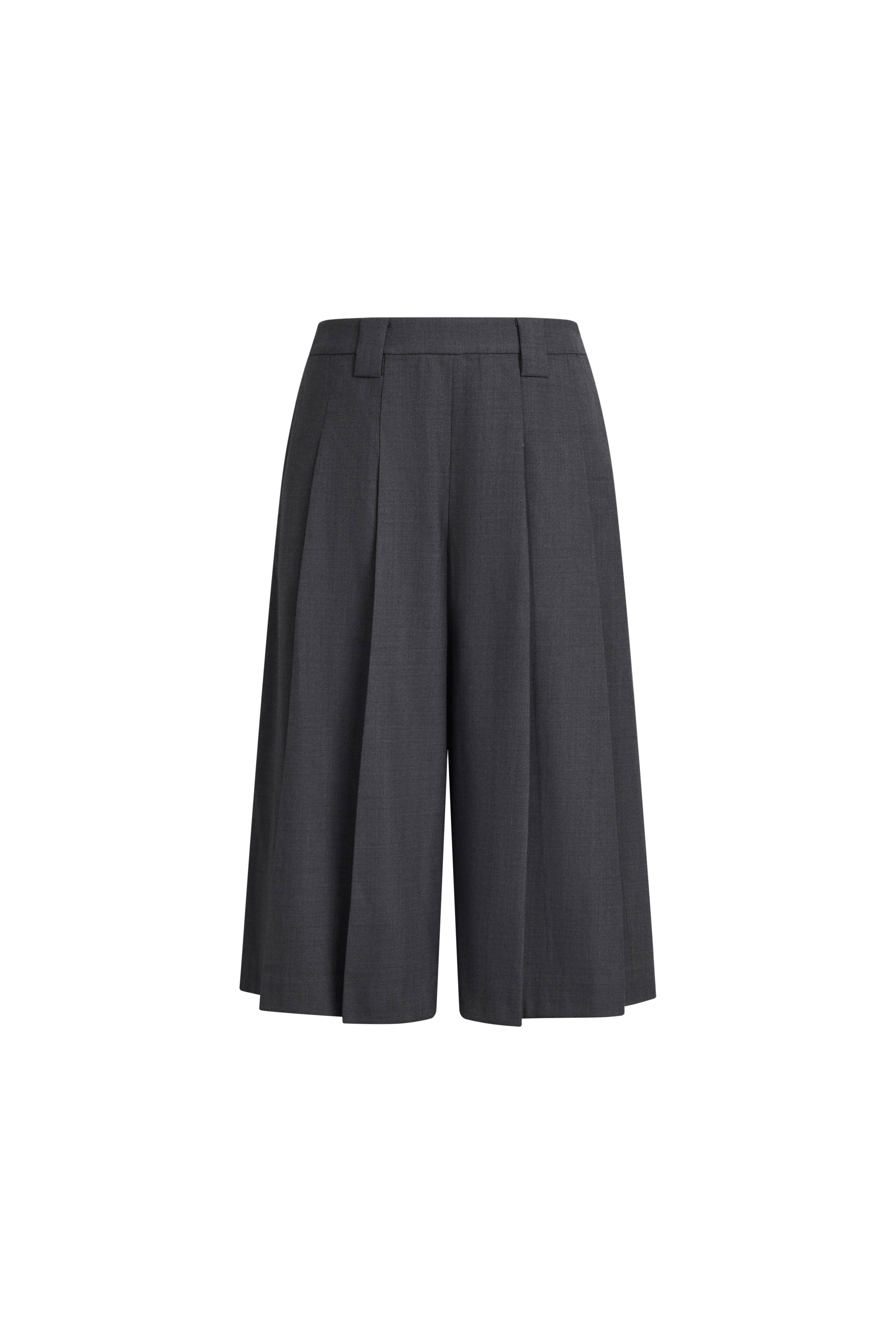 Yuri Wide Pleated Cropped Culottes in Wool Blend – fbrq.com