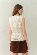 Zane Open Knit Drawstring Top in Cotton