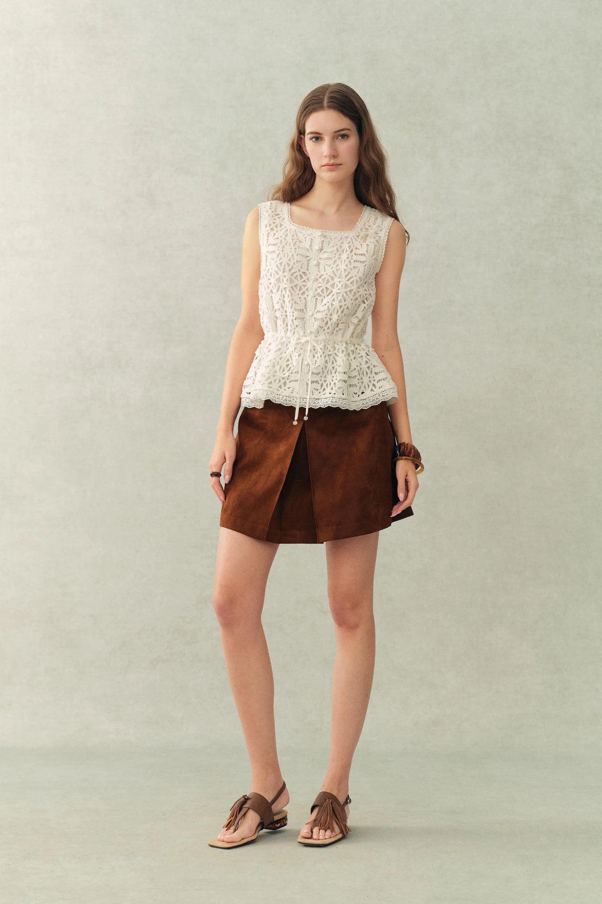 Zane Open Knit Drawstring Top in Cotton – fbrq.com