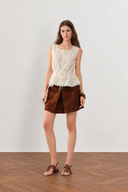 Zane Open Knit Drawstring Top in Cotton