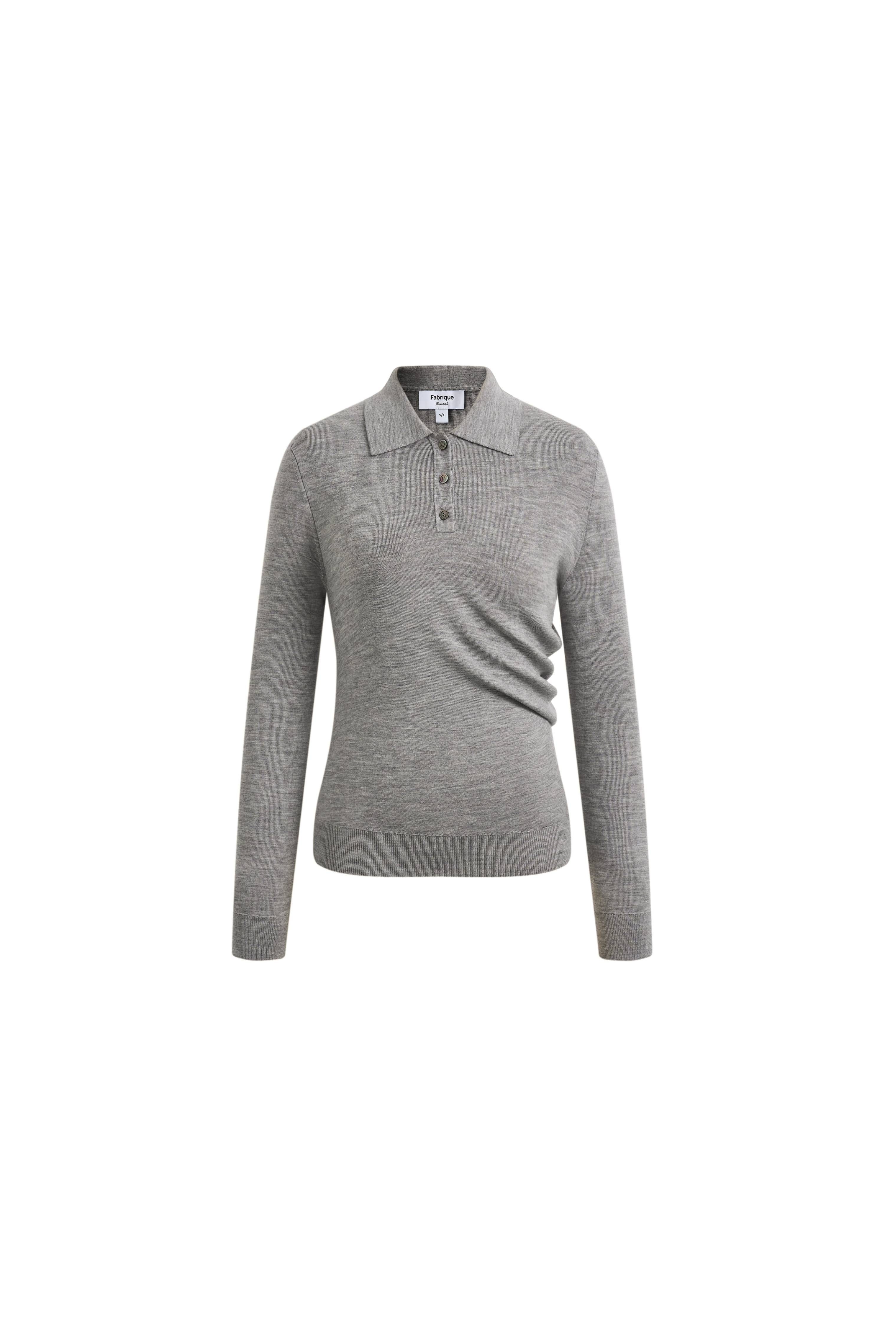 Zoe Cinched Waist Polo Top in Wool Blend Knit – fbrq.com