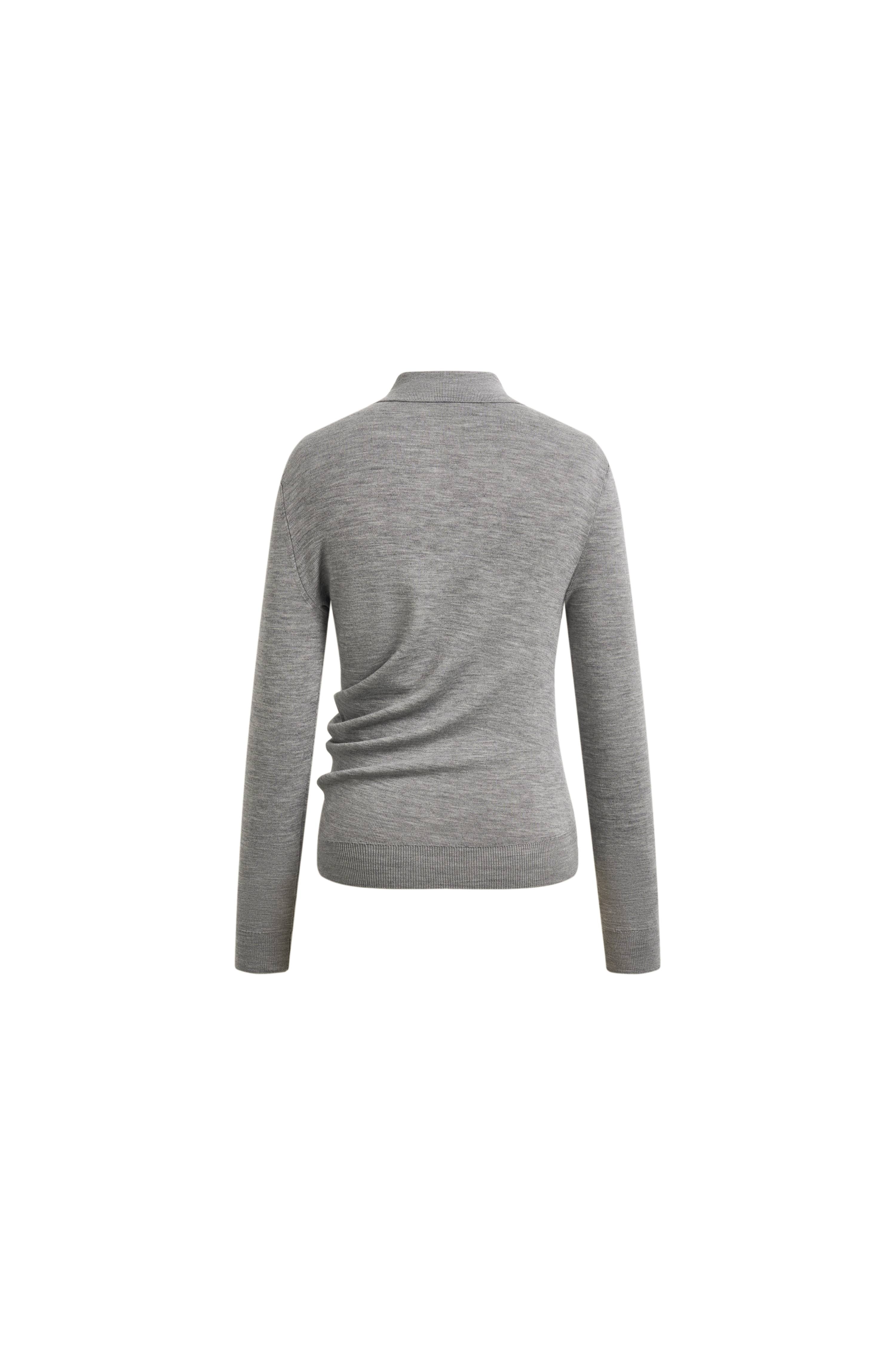 Zoe Cinched Waist Polo Top in Wool Blend Knit – fbrq.com