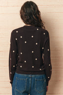 Zoe Contrast Polka Dot Cardigan in Wool Blend