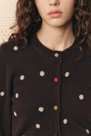 Zoe Contrast Polka Dot Cardigan in Wool Blend