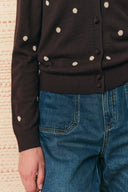 Zoe Contrast Polka Dot Cardigan in Wool Blend