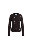 Zoe Contrast Polka Dot Cardigan in Wool Blend