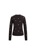 Zoe Contrast Polka Dot Cardigan in Wool Blend