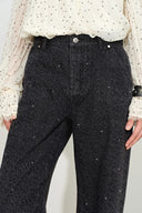 Zoe Crystal Embellished Leopard Print Jeans in Cotton Denim