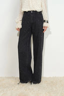 Zoe Crystal Embellished Leopard Print Jeans in Cotton Denim