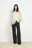 Zoe Crystal Embellished Leopard Print Jeans in Cotton Denim